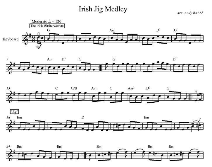 دانلود نت کیبورد (ارگ) Irish Jig Medley از آهنگساز  محلی
